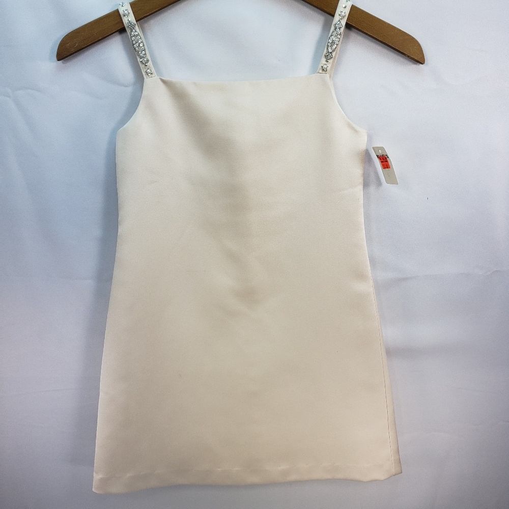 Us Angels Simple Ivory Satin A-line wit Crystals 6